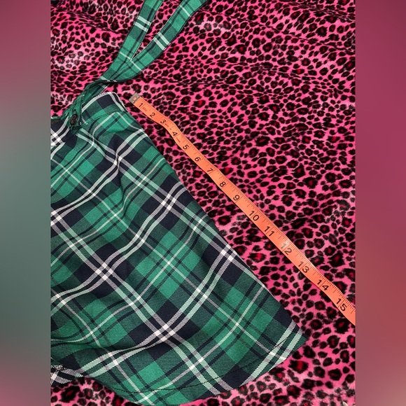 Royal bones green plaid skirt with straps. - Picture 9 of 10